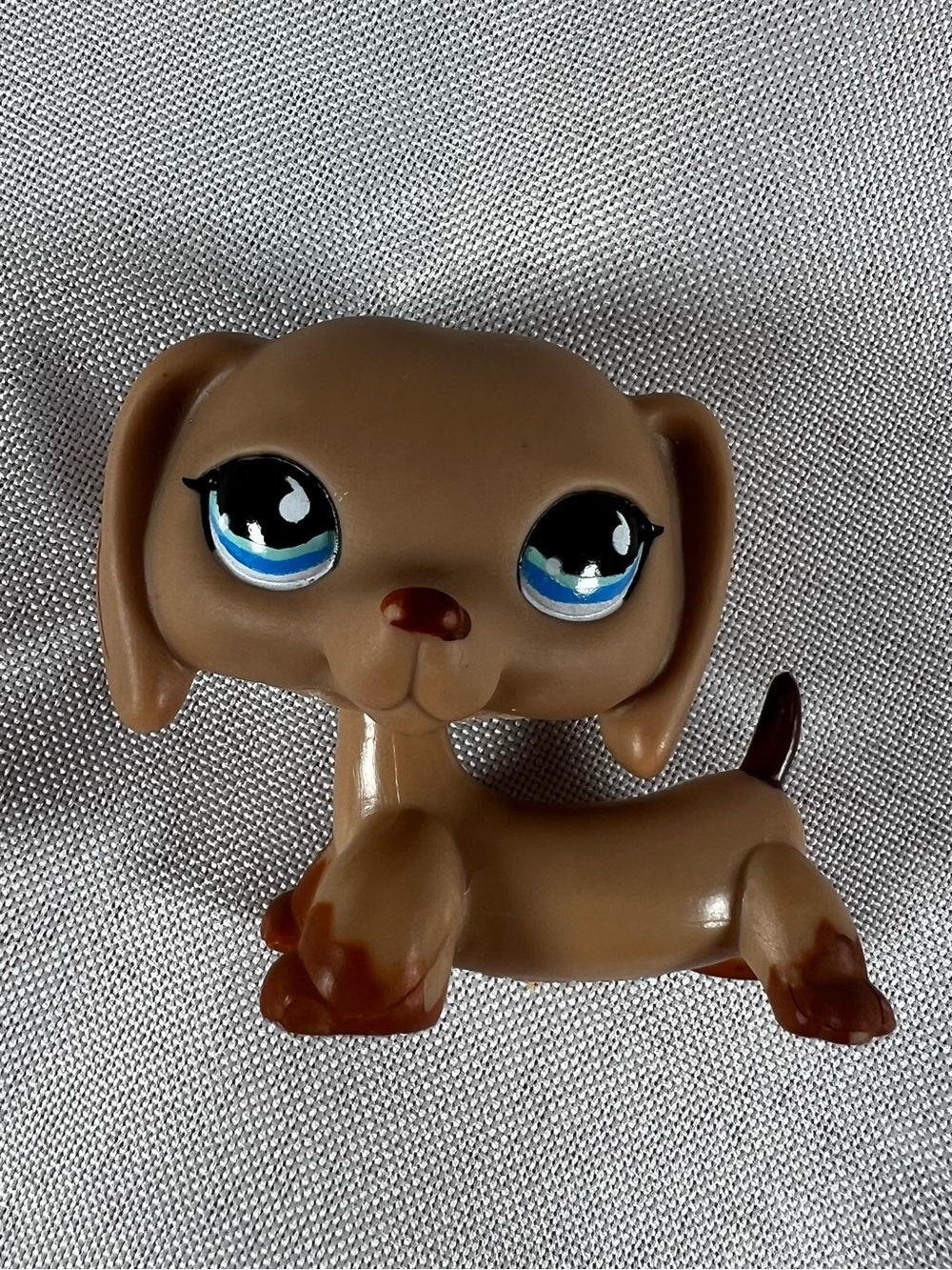 Authentic LPS #518 Brown Dachshund Dog Blue Teardrop Eyes Vintage Hasbro